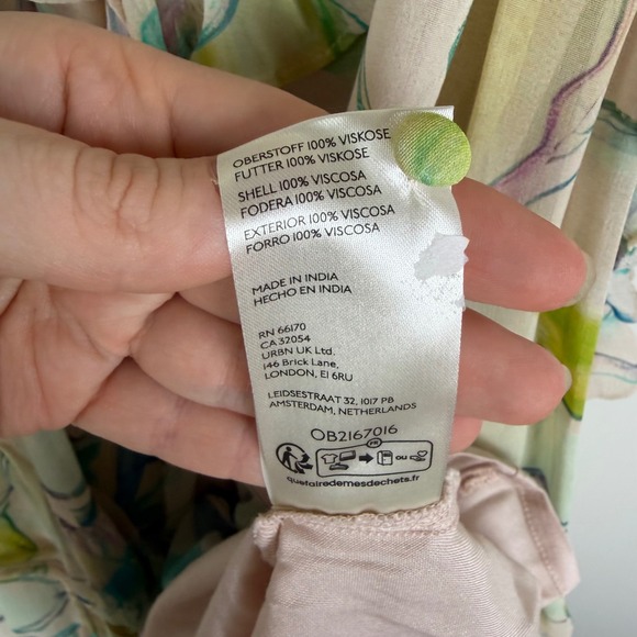 Maeve Anthropologie Watercolor Floral Ruffle Hi-Low Dress Sz XS Fairy Romantic - Picture 10 of 14